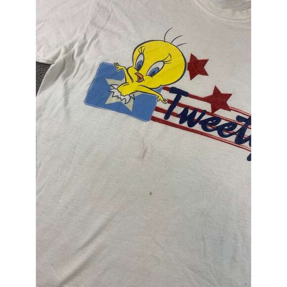 Vintage Looney Tunes Shirt Women's M Tweety Bird American Fireworks Star Cartoon - Picture 10 of 11